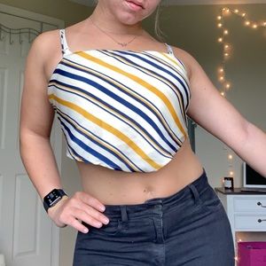 Striped Tie-Back Crop Tank Top